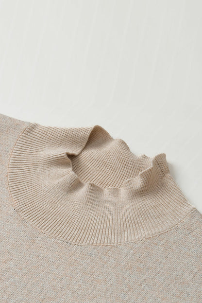 Apricot Cheetah Print High Neck Short Sleeve Sweater - Southern Belle Style