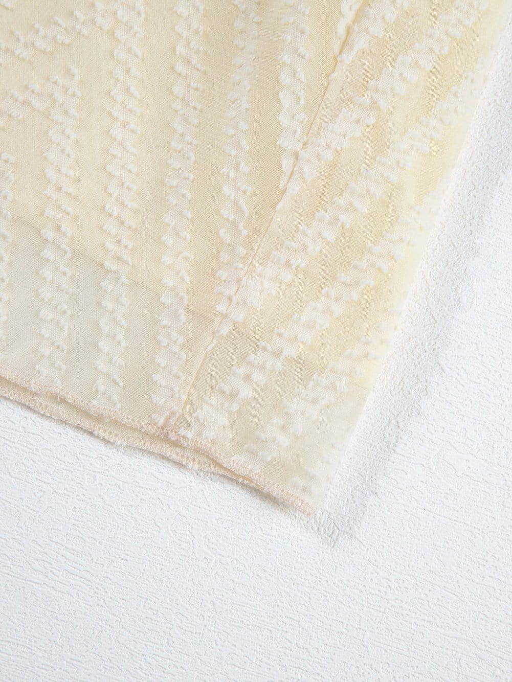 Apricot Chevron Sheer Puff Sleeve Surplice Mini Dress