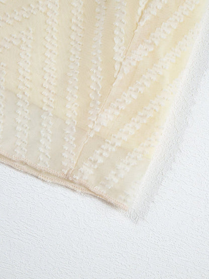 Apricot Chevron Sheer Puff Sleeve Surplice Mini Dress