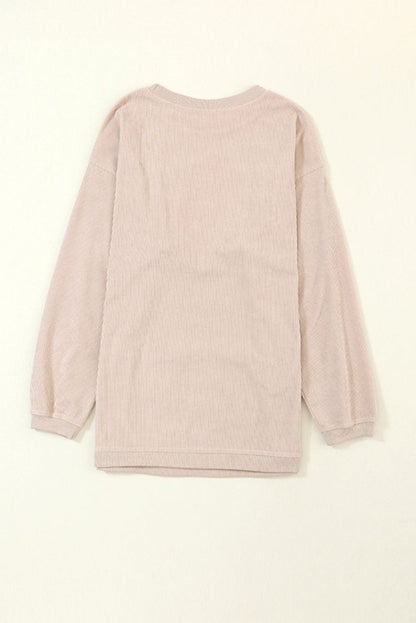 Apricot Corded Ribbed Oversized Sweater