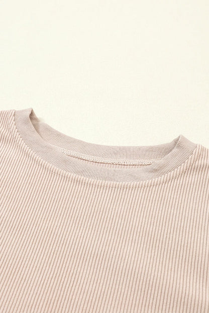Apricot Corded Ribbed Oversized Sweater