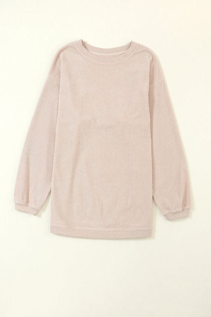 Apricot Corded Ribbed Oversized Sweater