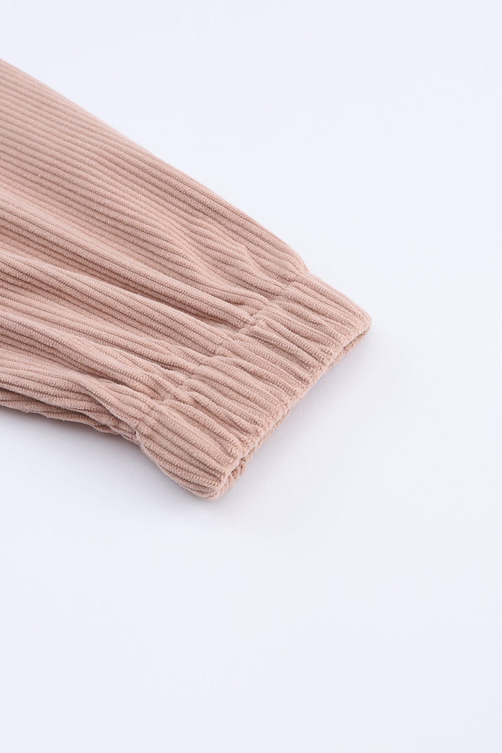 Apricot Corduroy Half Zip Kangaroo Pocket Sweatshirt