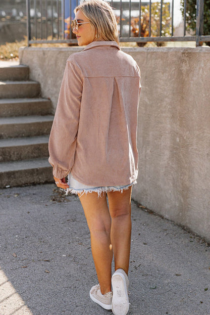 Apricot Corduroy Half Zip Kangaroo Pocket Sweatshirt