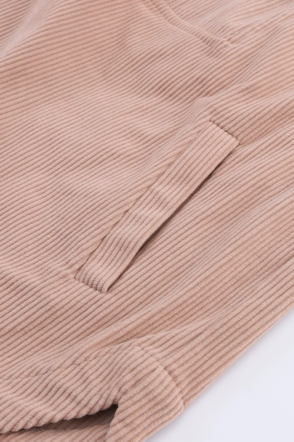 Apricot Corduroy Half Zip Kangaroo Pocket Sweatshirt