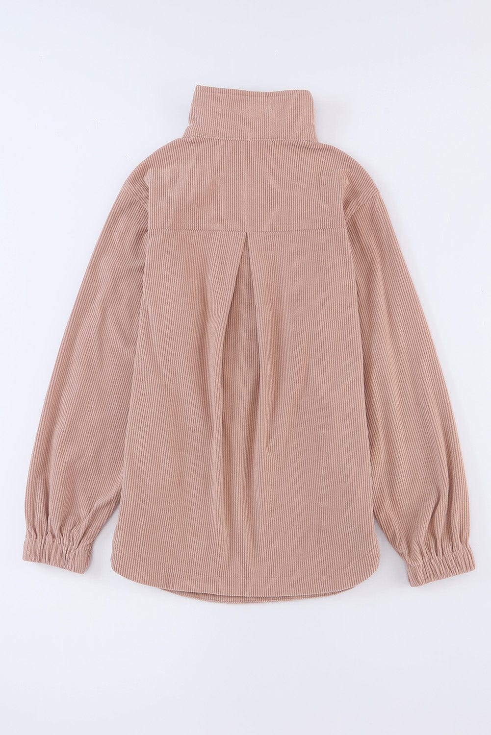 Apricot Corduroy Half Zip Kangaroo Pocket Sweatshirt