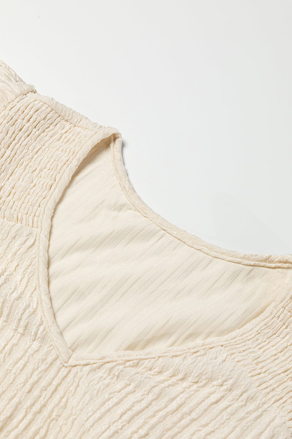 Apricot Crinkle Textured V Neck Ruffle Sleeve Blouse
