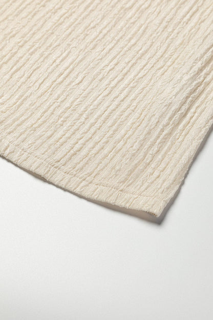 Apricot Crinkle Textured V Neck Ruffle Sleeve Blouse