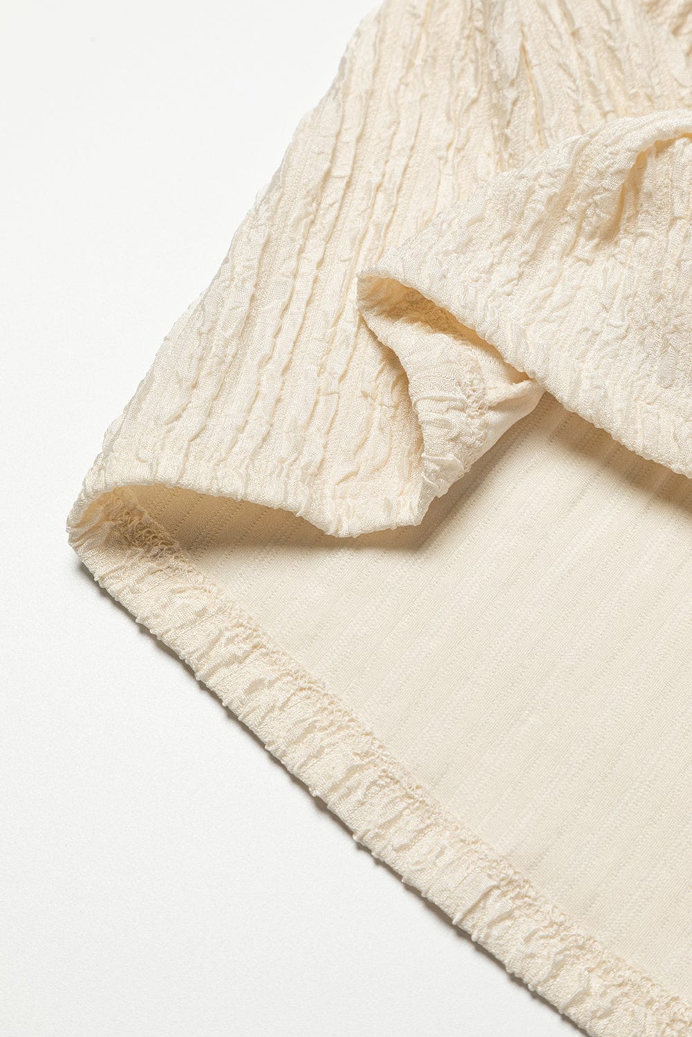 Apricot Crinkle Textured V Neck Ruffle Sleeve Blouse