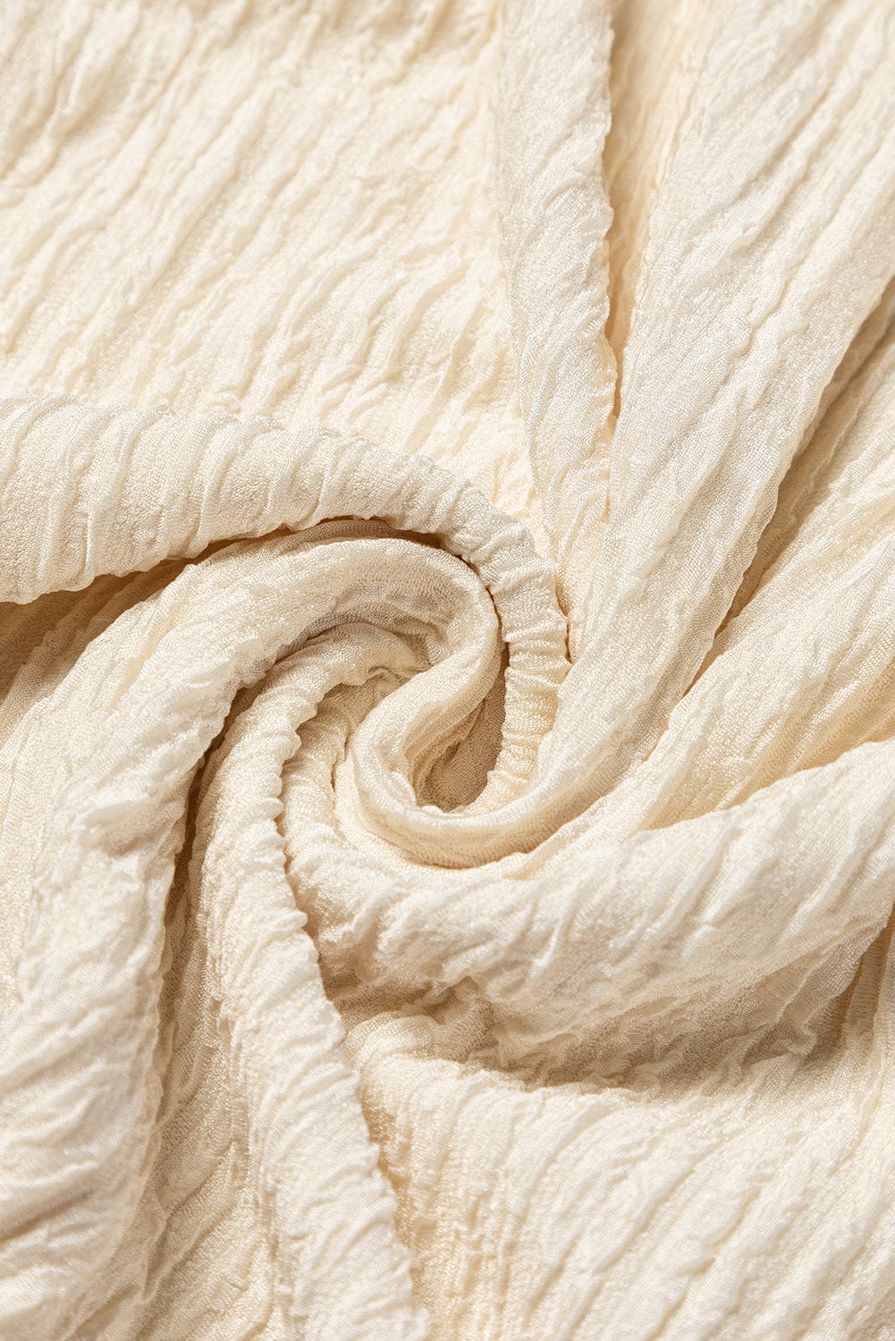 Apricot Crinkle Textured V Neck Ruffle Sleeve Blouse