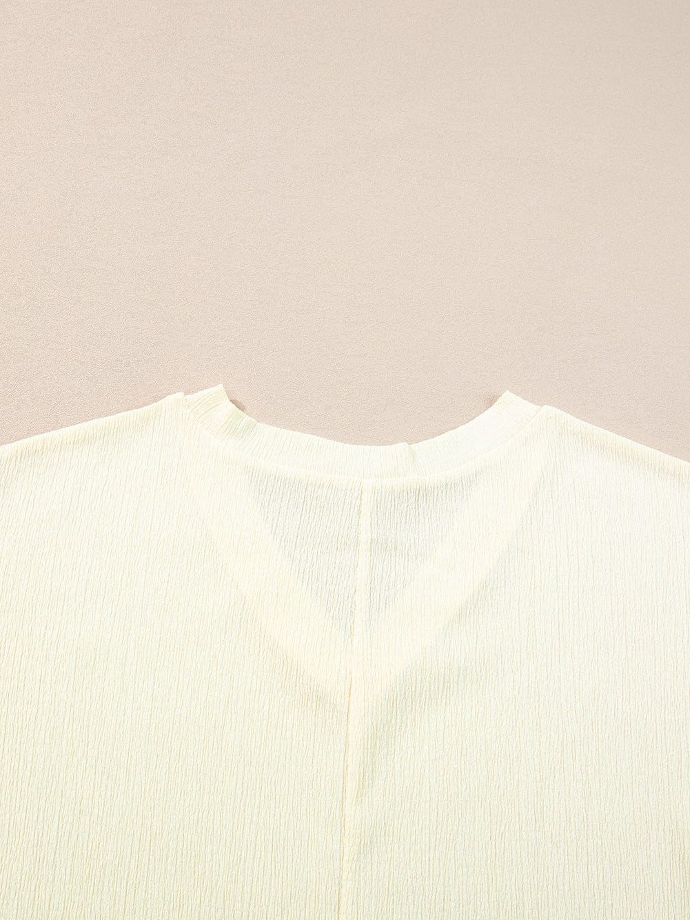 Apricot Crinkled V Neck Short Sleeve Casual Top