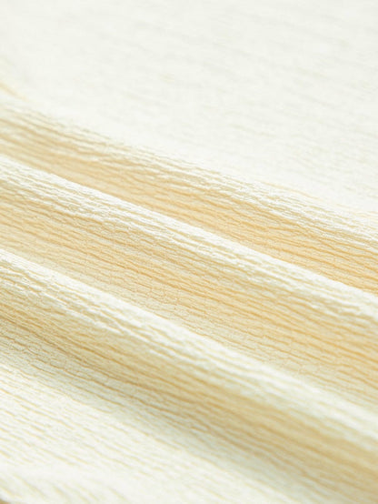 Apricot Crinkled V Neck Short Sleeve Casual Top