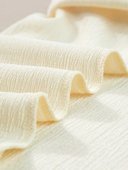 Apricot Crinkled V Neck Short Sleeve Casual Top