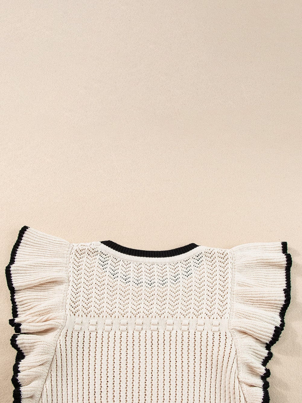 Apricot Crochet Eyelet Ruffle Trim Tank Top