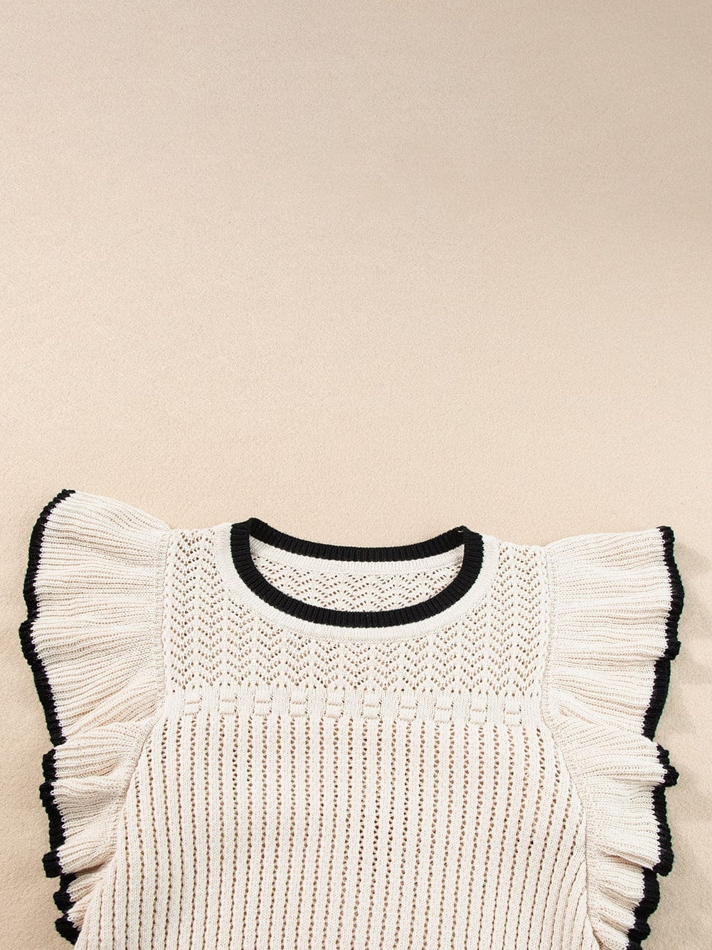 Apricot Crochet Eyelet Ruffle Trim Tank Top