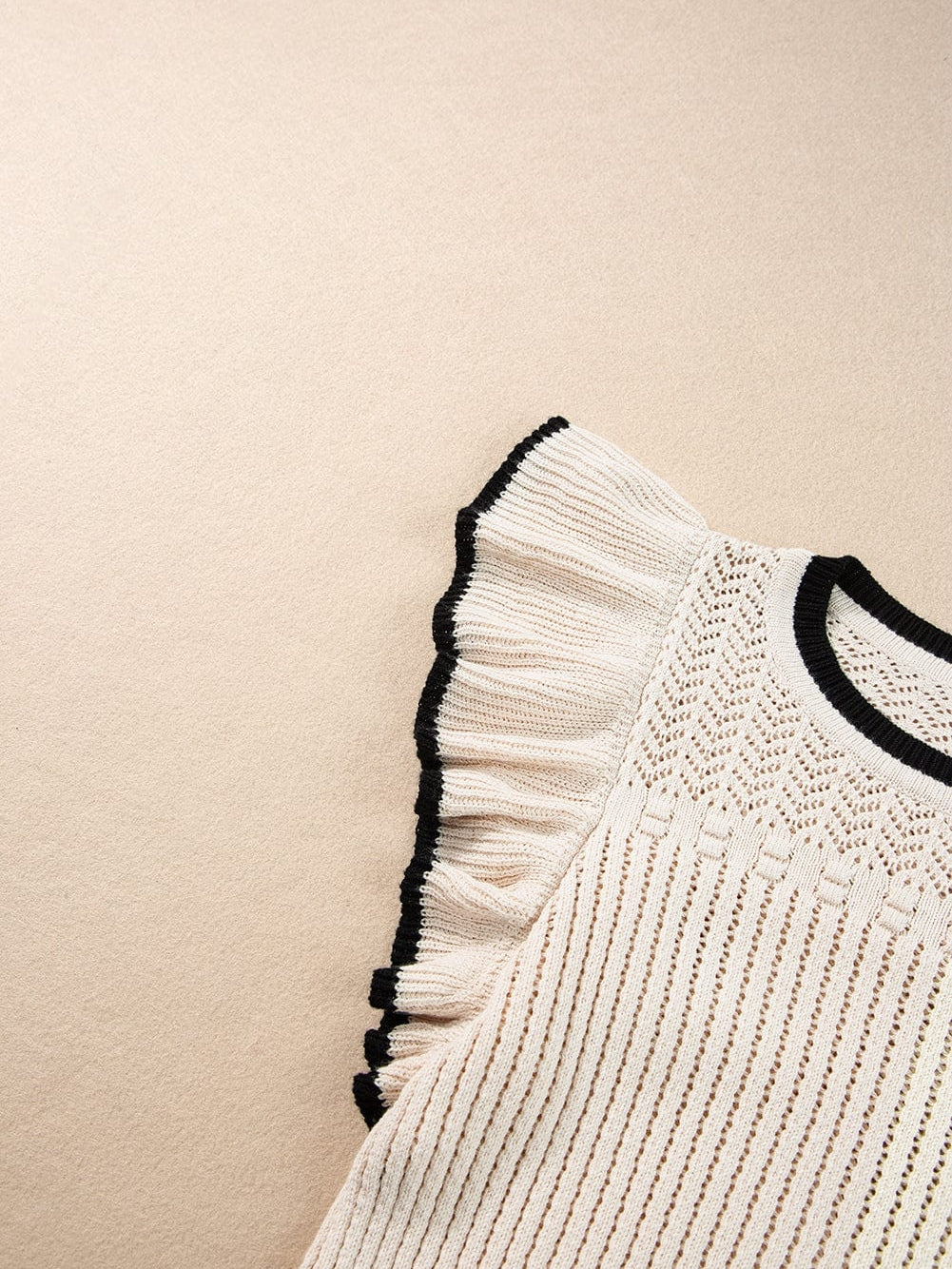 Apricot Crochet Eyelet Ruffle Trim Tank Top