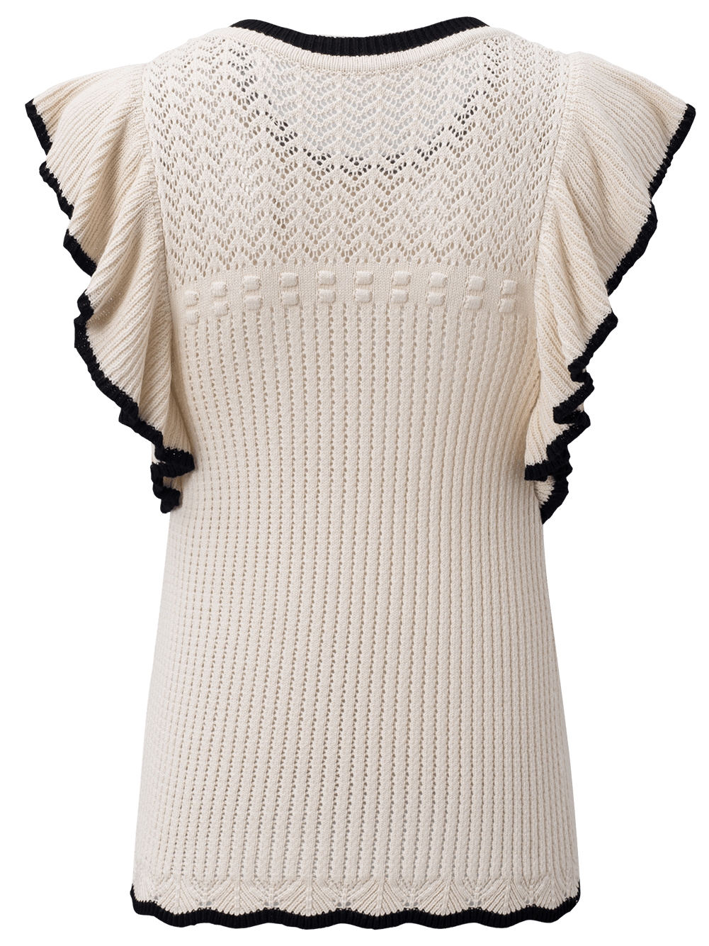 Apricot Crochet Eyelet Ruffle Trim Tank Top