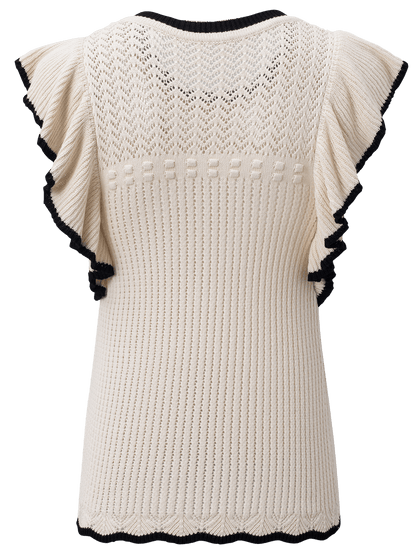 Apricot Crochet Eyelet Ruffle Trim Tank Top