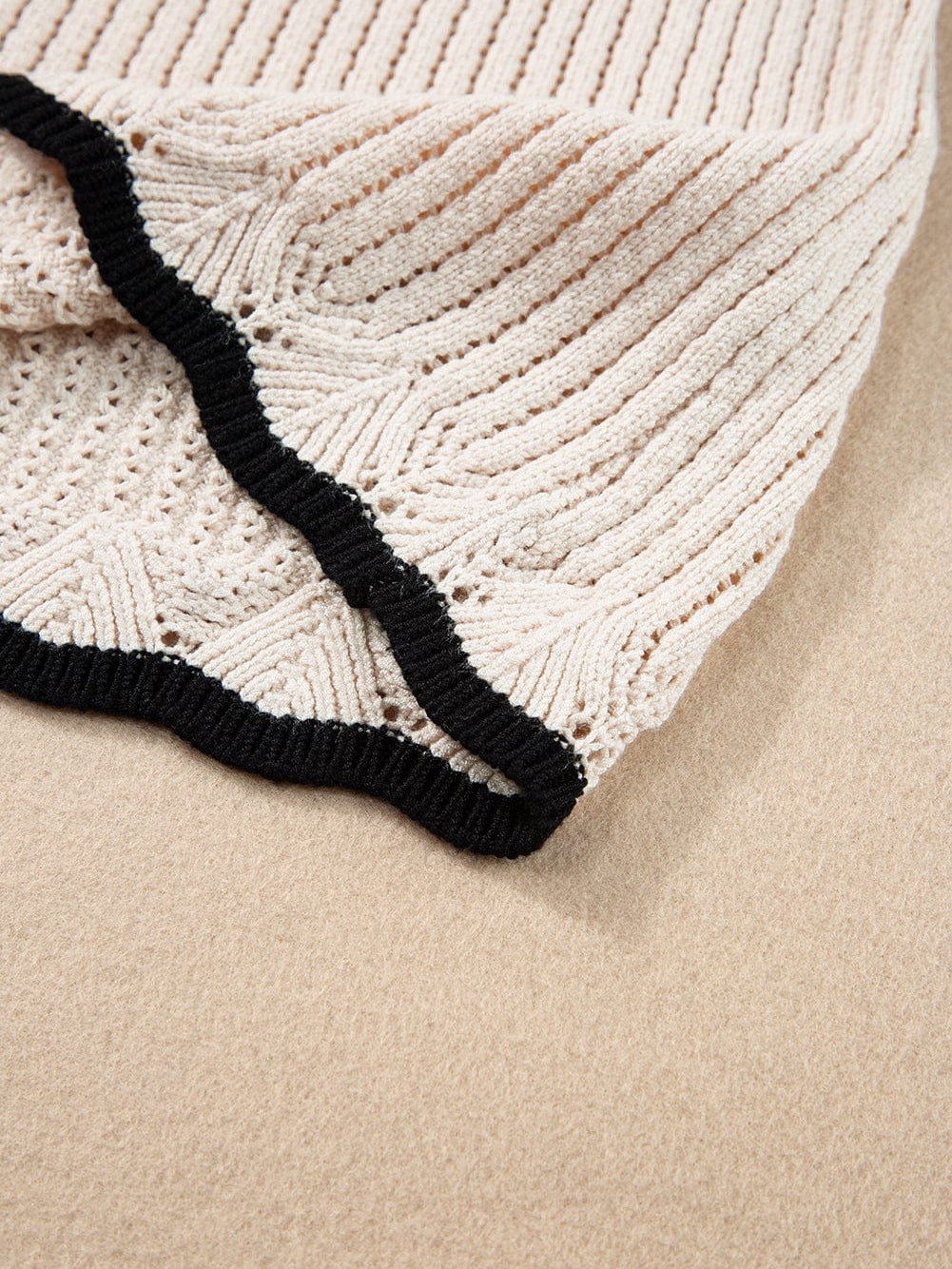 Apricot Crochet Eyelet Ruffle Trim Tank Top