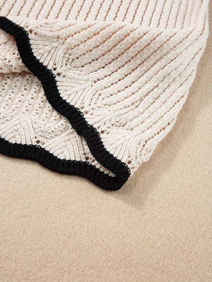 Apricot Crochet Eyelet Ruffle Trim Tank Top