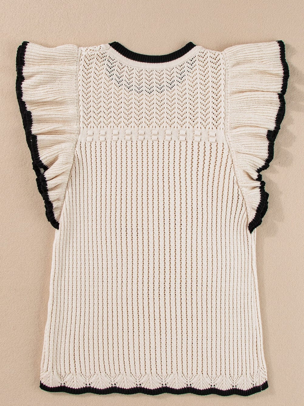 Apricot Crochet Eyelet Ruffle Trim Tank Top