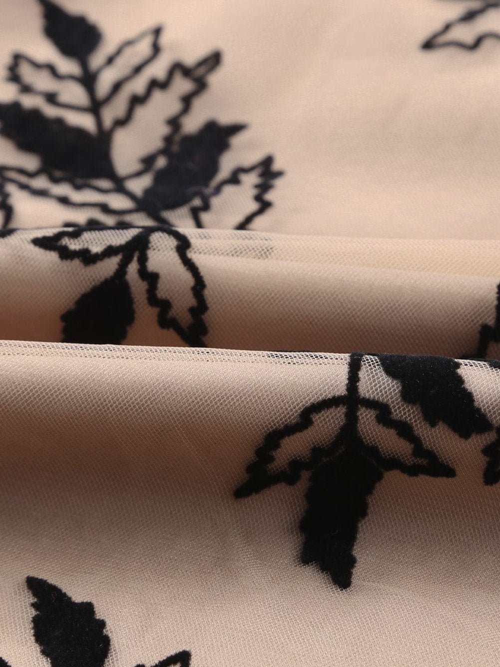 Apricot Floral Embroidered Maxi Skirt with High Waist