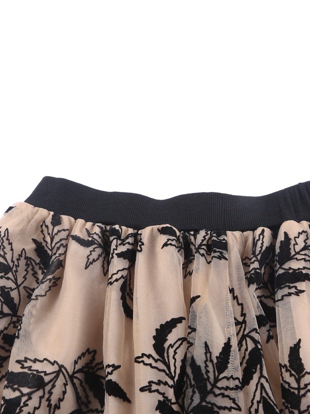 Apricot Floral Embroidered Maxi Skirt with High Waist