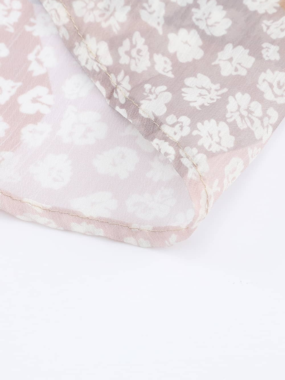 Apricot Floral Smocked Boho Maxi Skirt with Button Front Slit