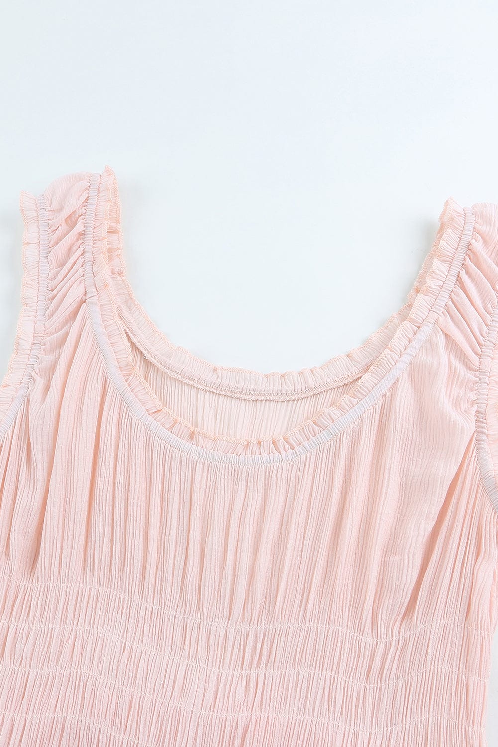 Apricot Flounce A-line Midi Dress with Smocked Waist