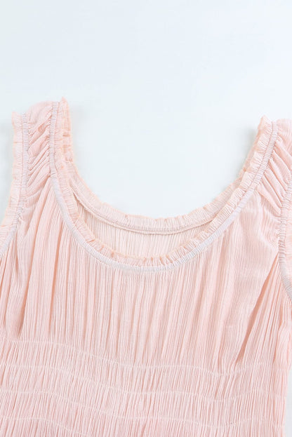 Apricot Flounce A-line Midi Dress with Smocked Waist