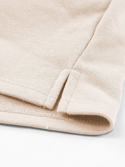 Apricot High Neck Henley Top and Shorts Set - Stylish Casual Outfit