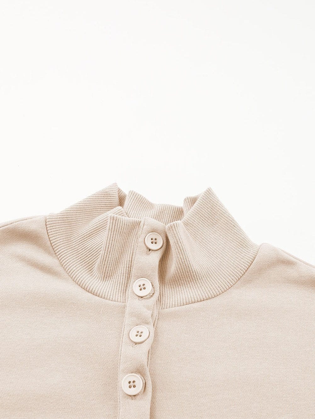 Apricot High Neck Henley Top and Shorts Set - Stylish Casual Outfit