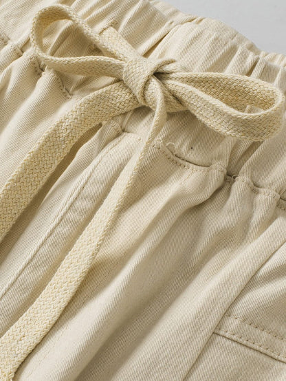 Apricot High Waist Drawstring Pocketed Pants