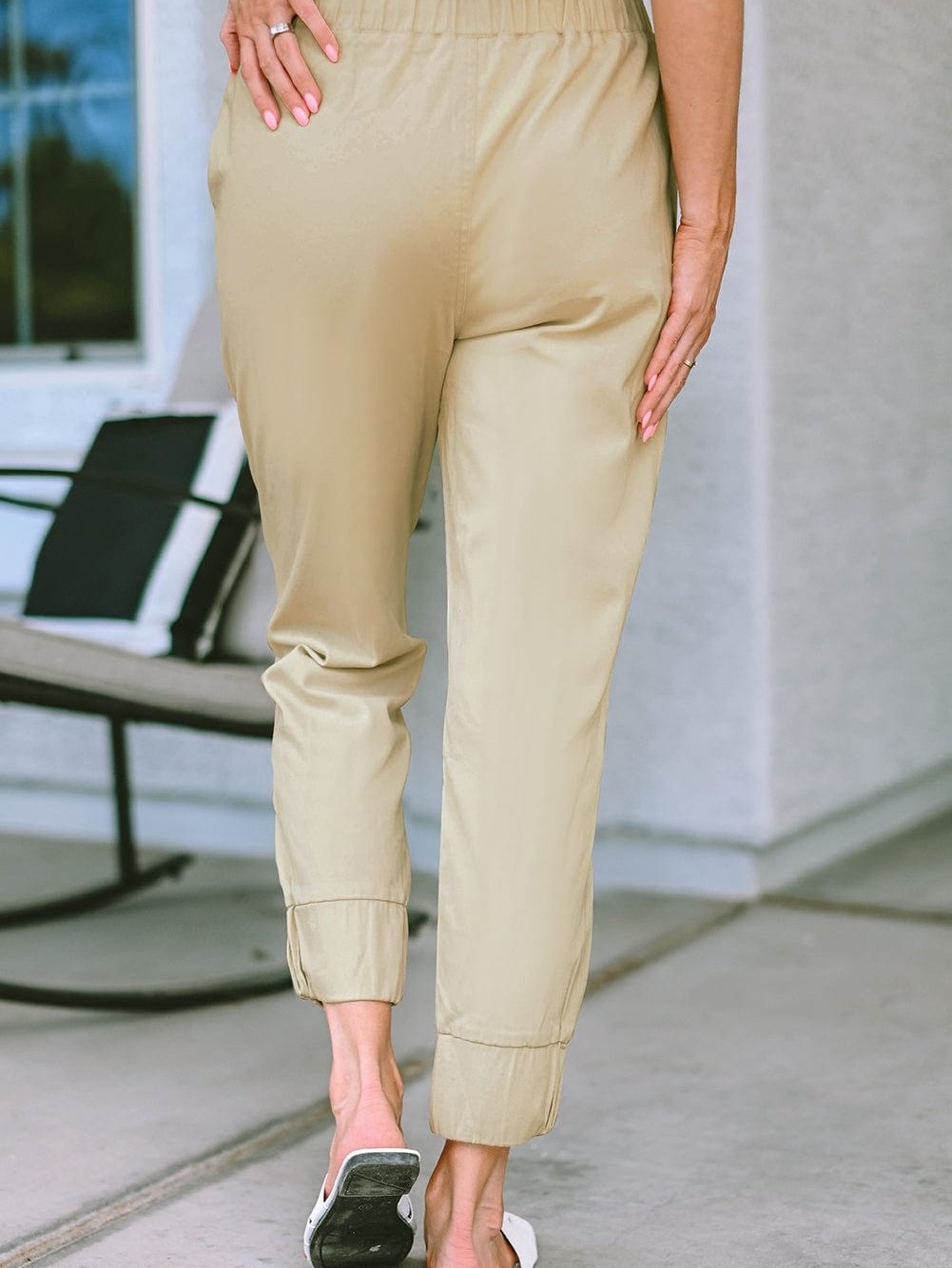 Apricot High Waist Drawstring Pocketed Pants