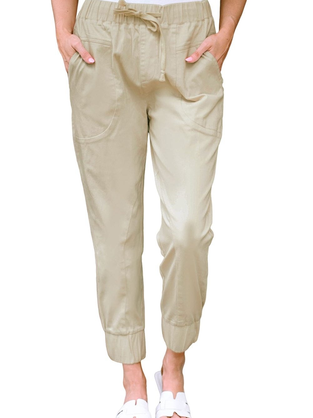 Apricot High Waist Drawstring Pocketed Pants
