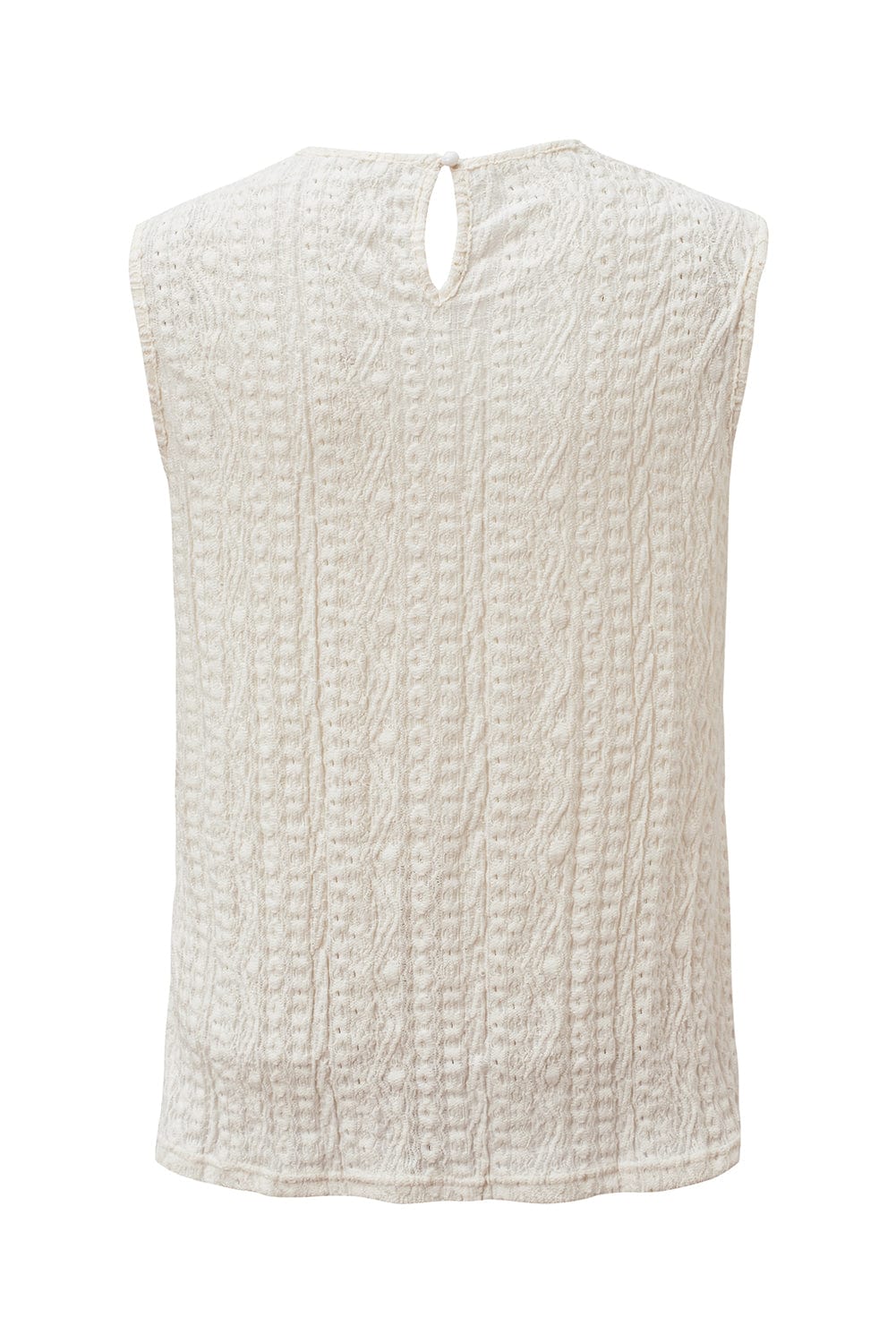 Apricot Lace Crochet Keyhole Back Sleeveless Tank Top