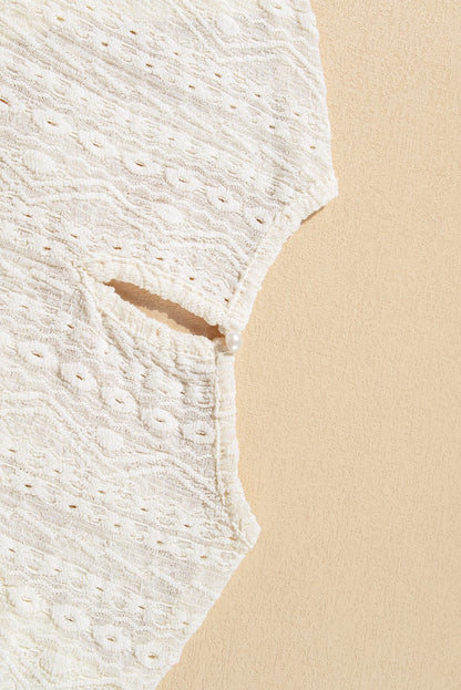 Apricot Lace Crochet Keyhole Back Sleeveless Tank Top