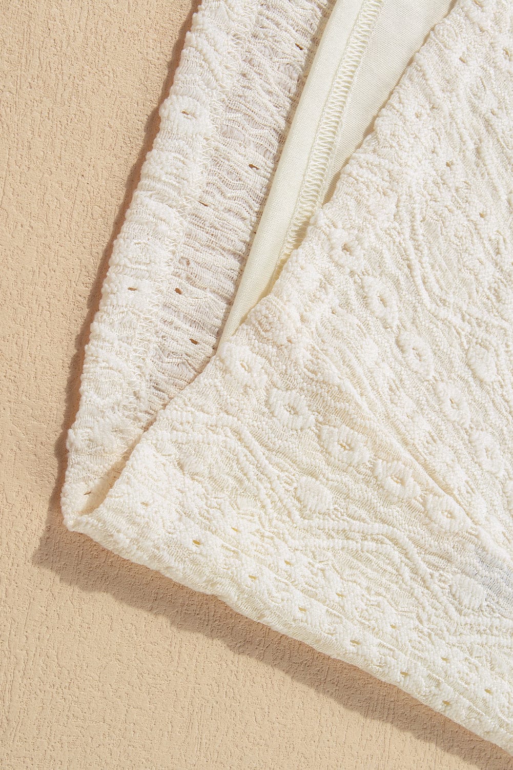 Apricot Lace Crochet Keyhole Back Sleeveless Tank Top