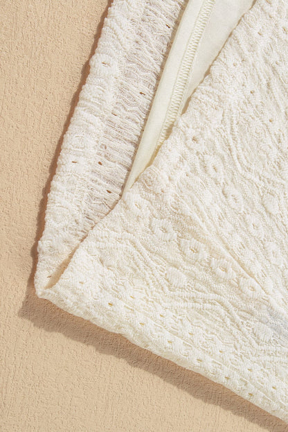 Apricot Lace Crochet Keyhole Back Sleeveless Tank Top