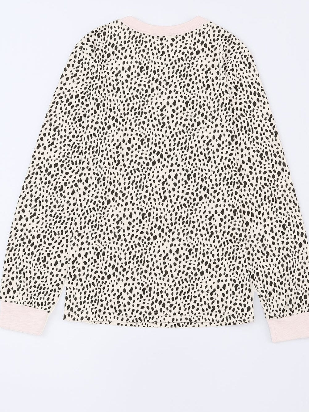 Apricot Leopard Print Round Neck Long Sleeve Top