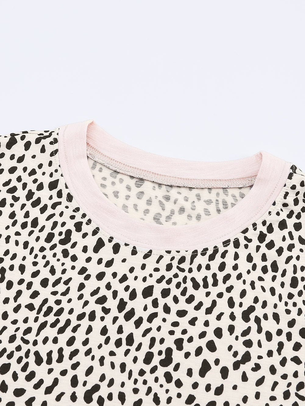 Apricot Leopard Print Round Neck Long Sleeve Top