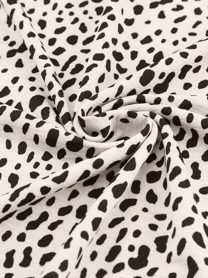 Apricot Leopard Print Round Neck Long Sleeve Top