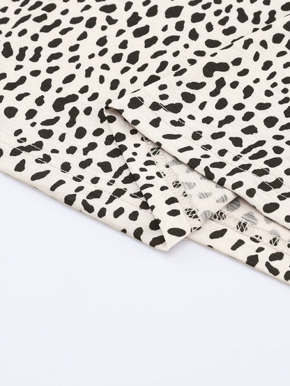 Apricot Leopard Print Round Neck Long Sleeve Top