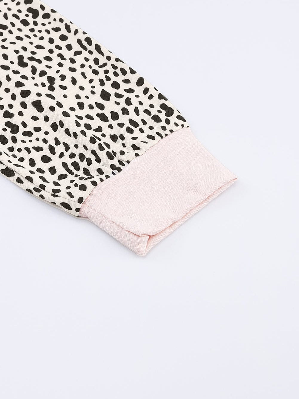 Apricot Leopard Print Round Neck Long Sleeve Top