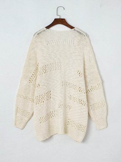 Apricot Lightweight Open Knit Dolman Sleeve Cardigan
