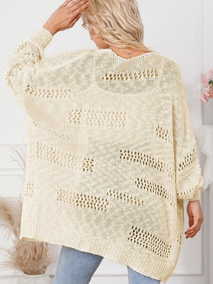 Apricot Lightweight Open Knit Dolman Sleeve Cardigan