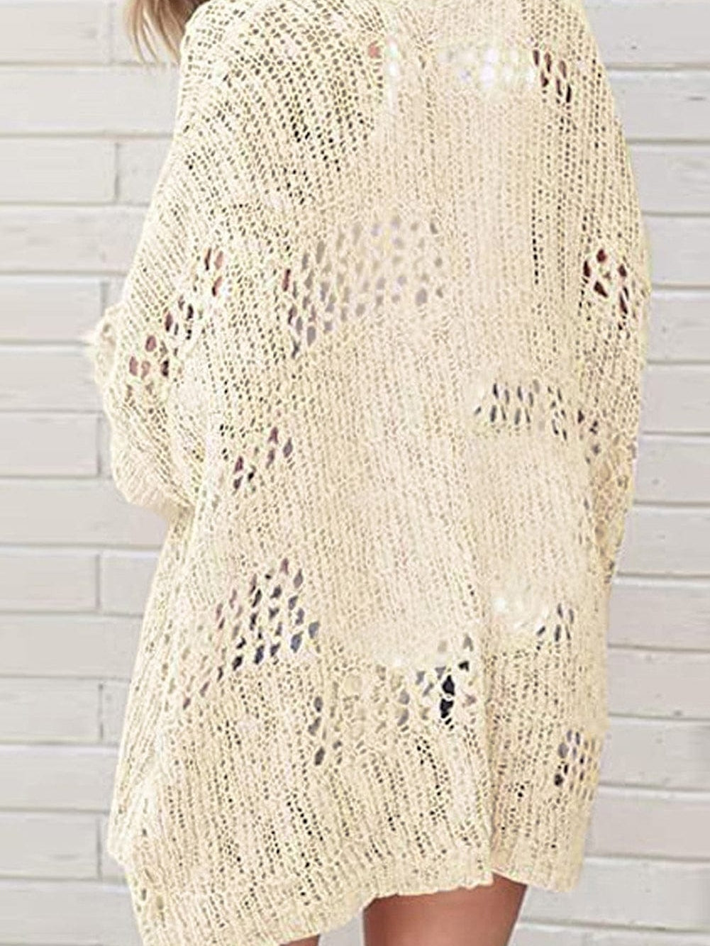 Apricot Lightweight Open Knit Dolman Sleeve Cardigan