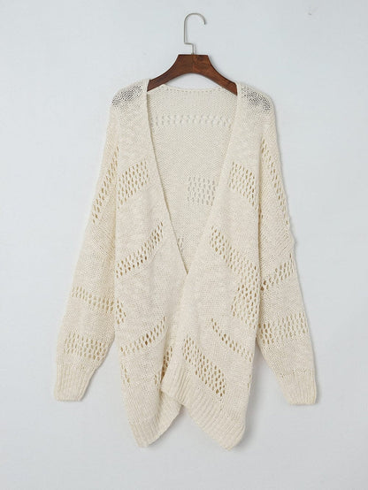 Apricot Lightweight Open Knit Dolman Sleeve Cardigan