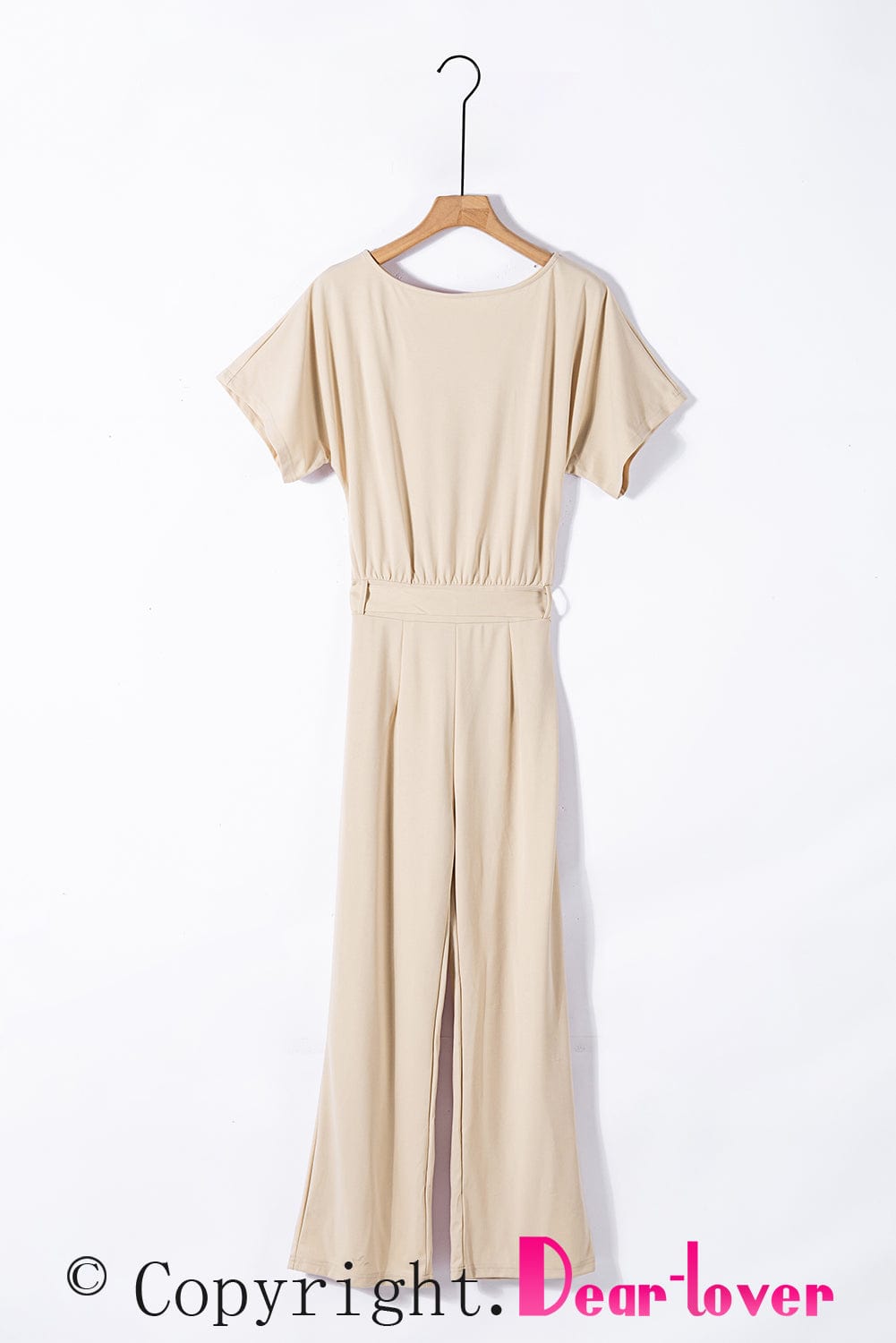 Apricot Oh So Glam Belted Wide Leg Jumpsuit