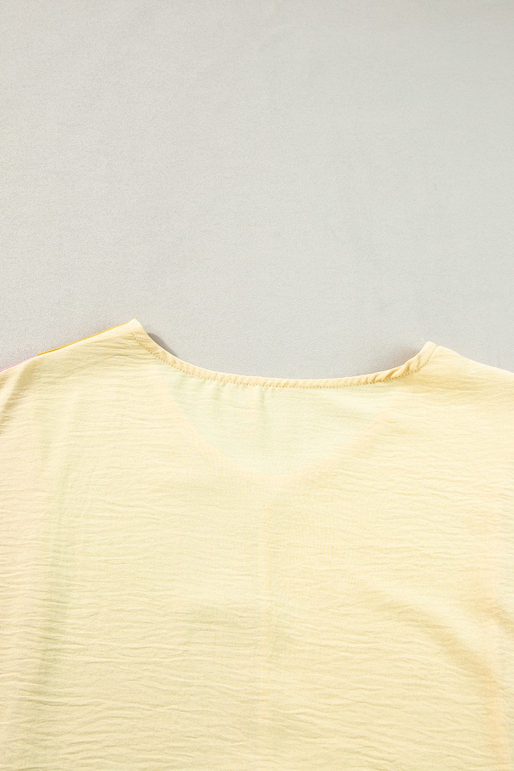 Apricot Patchwork Colorblock V Neck Summer T Shirt